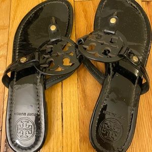 Tory Burch black patent leather sandals